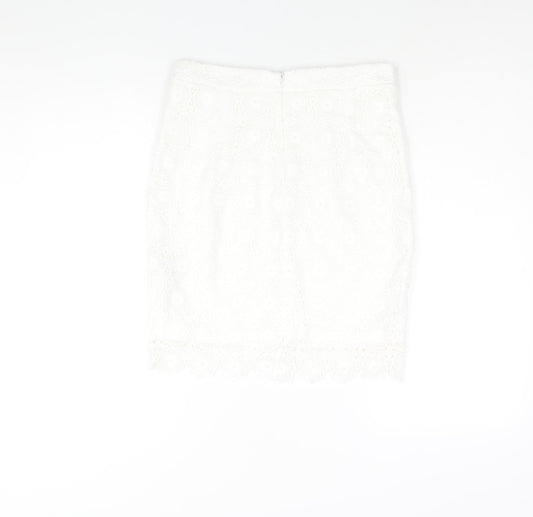 Lipsy Womens White Polyester Straight & Pencil Skirt Size 10 Zip