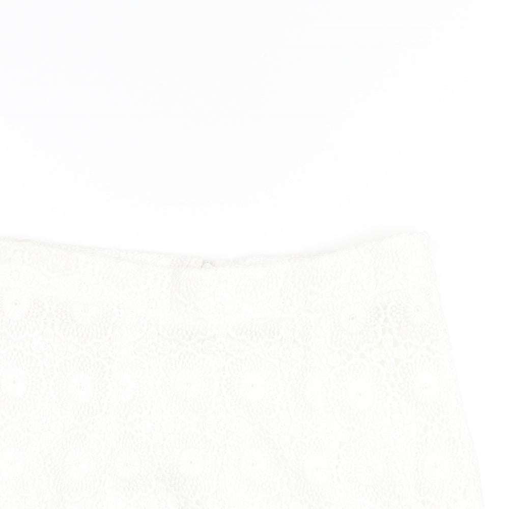 Lipsy Womens White Polyester Straight & Pencil Skirt Size 10 Zip