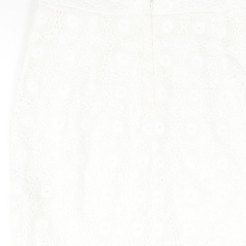 Lipsy Womens White Polyester Straight & Pencil Skirt Size 10 Zip