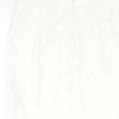 Lipsy Womens White Polyester Straight & Pencil Skirt Size 10 Zip