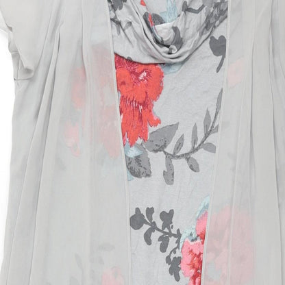 RJR.John Rocha Womens Grey Floral Viscose Shift Size 10 Cowl Neck Pullover