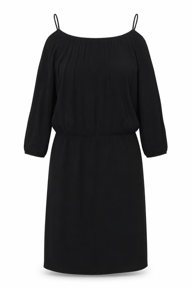 NEXT Womens Black Acetate Shift Size 12 Round Neck Pullover - Cold Shoulder