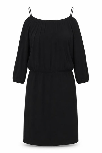 NEXT Womens Black Acetate Shift Size 12 Round Neck Pullover - Cold Shoulder