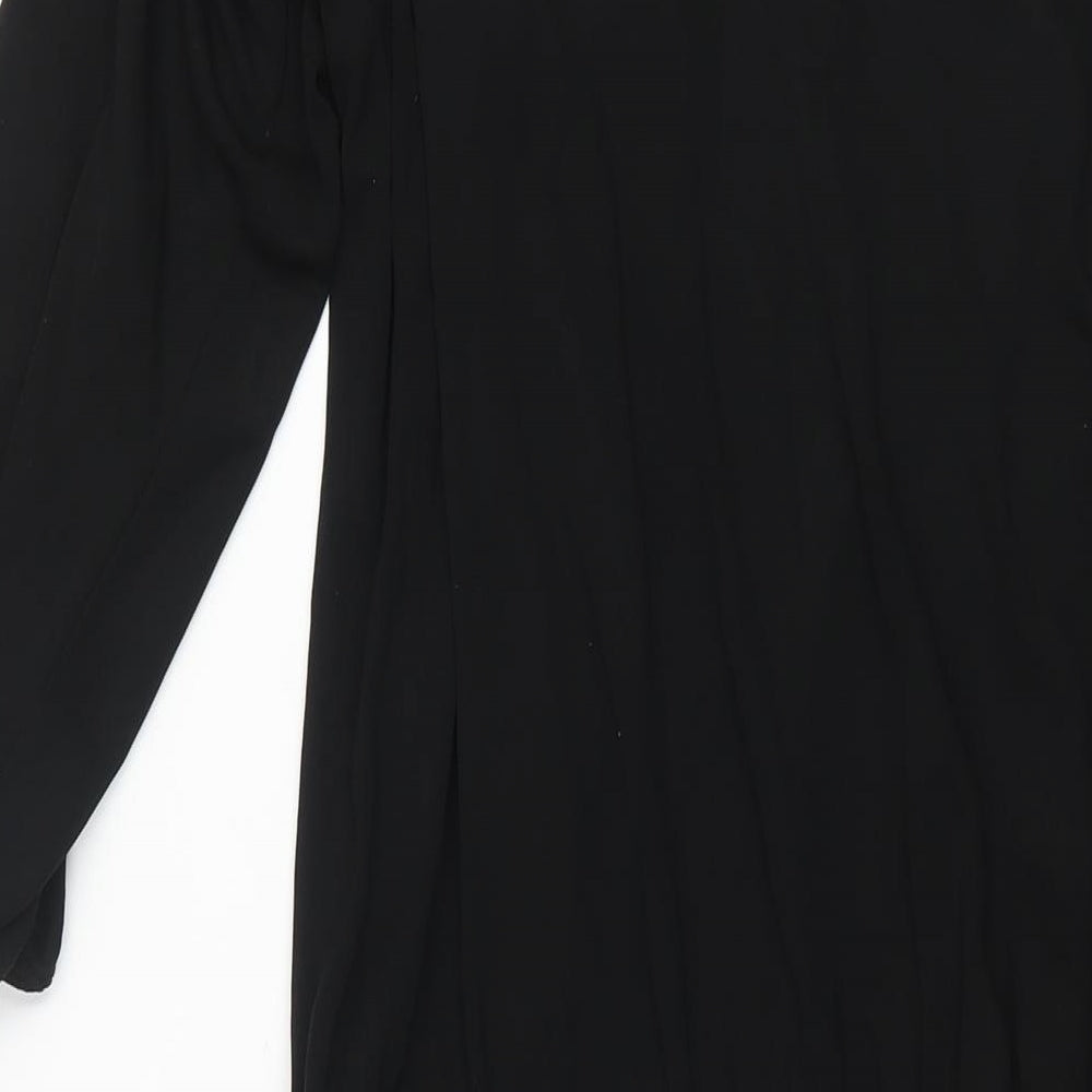 NEXT Womens Black Acetate Shift Size 12 Round Neck Pullover - Cold Shoulder