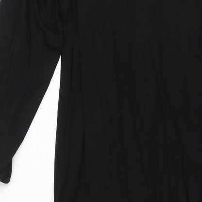 NEXT Womens Black Acetate Shift Size 12 Round Neck Pullover - Cold Shoulder