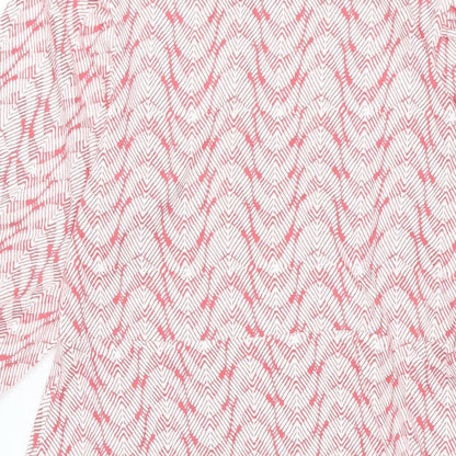 MArks and Womens Red Geometric Viscose A-Line Size 12 Round Neck Pullover