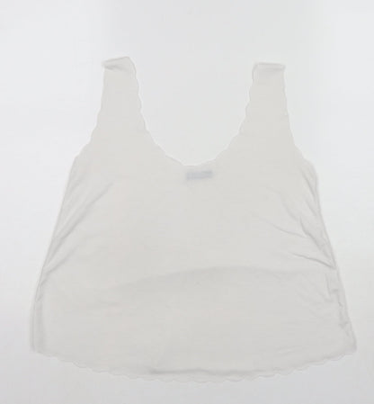 Boohoo Womens White Viscose Basic Tank Size M Scoop Neck