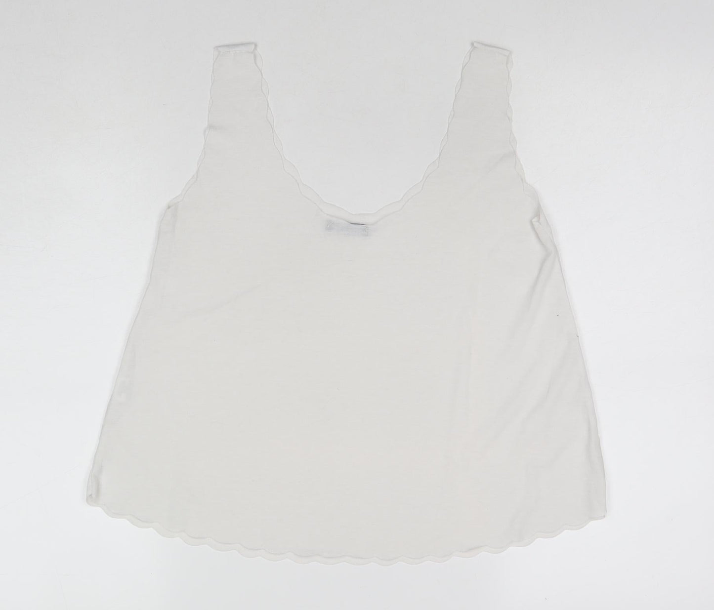 Boohoo Womens White Viscose Basic Tank Size M Scoop Neck