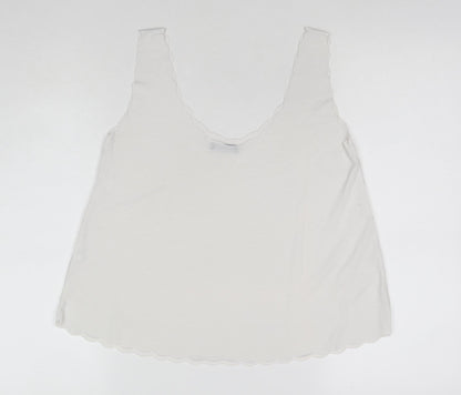 Boohoo Womens White Viscose Basic Tank Size M Scoop Neck
