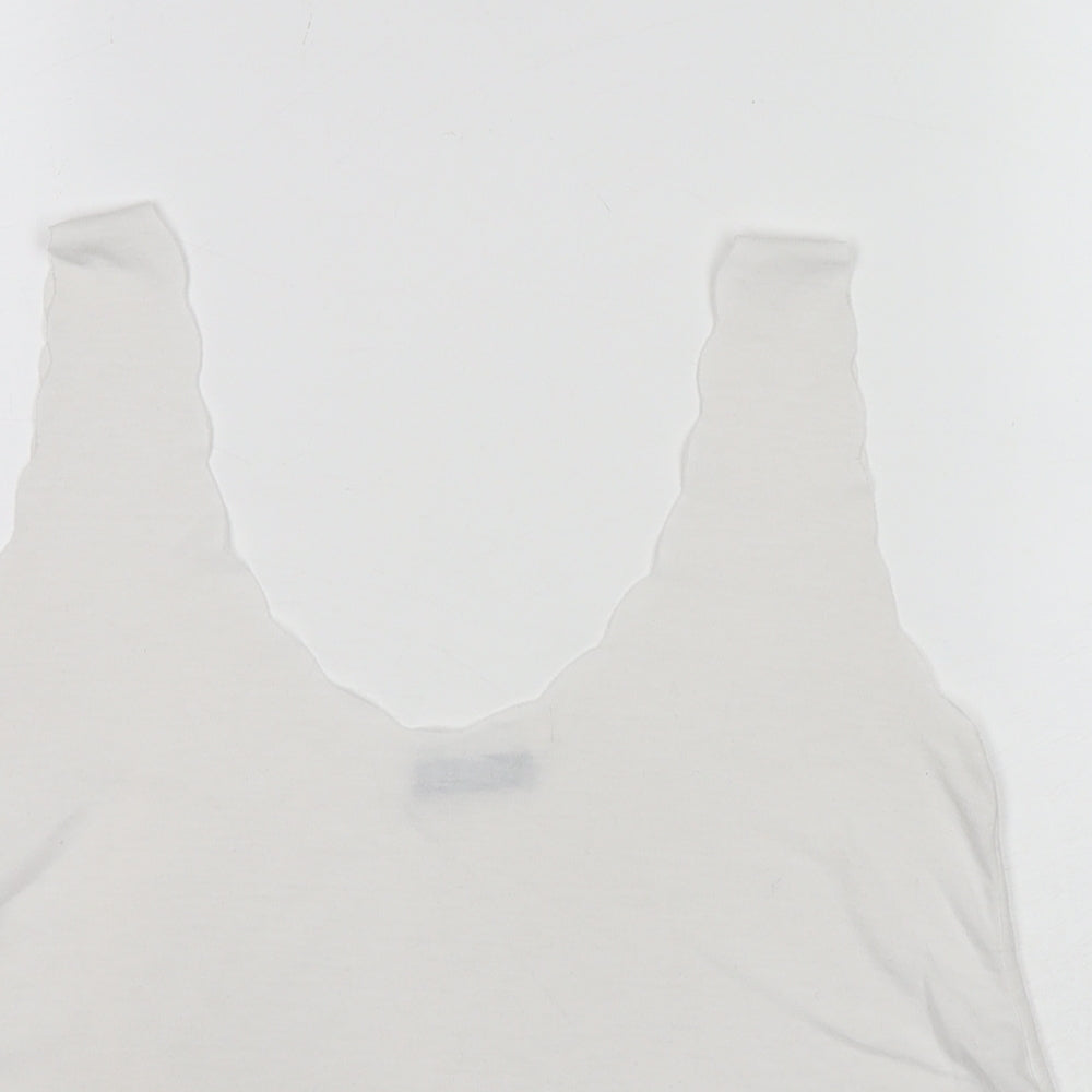 Boohoo Womens White Viscose Basic Tank Size M Scoop Neck