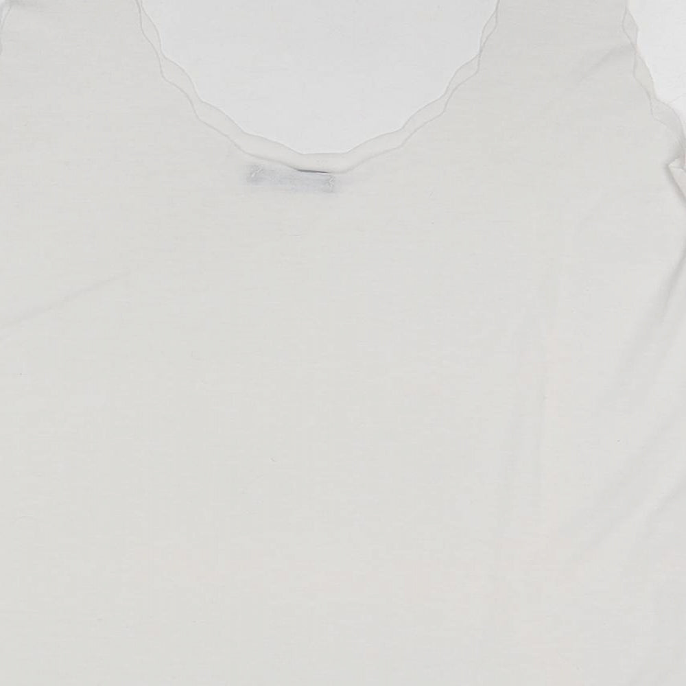 Boohoo Womens White Viscose Basic Tank Size M Scoop Neck