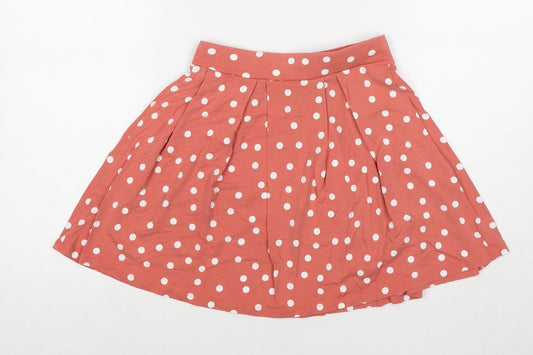 ASOS Womens Orange Polka Dot Cotton Skater Skirt Size 6
