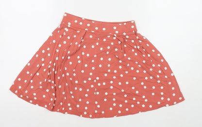 ASOS Womens Orange Polka Dot Cotton Skater Skirt Size 6