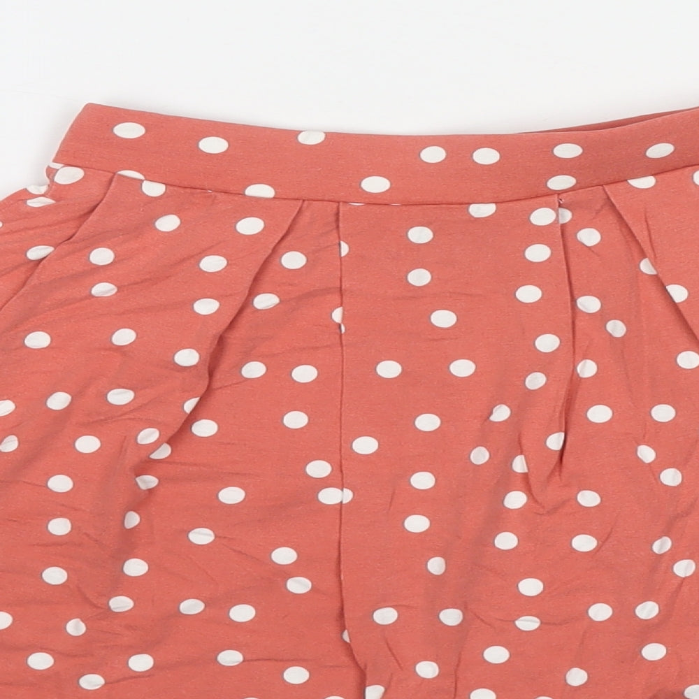 ASOS Womens Orange Polka Dot Cotton Skater Skirt Size 6