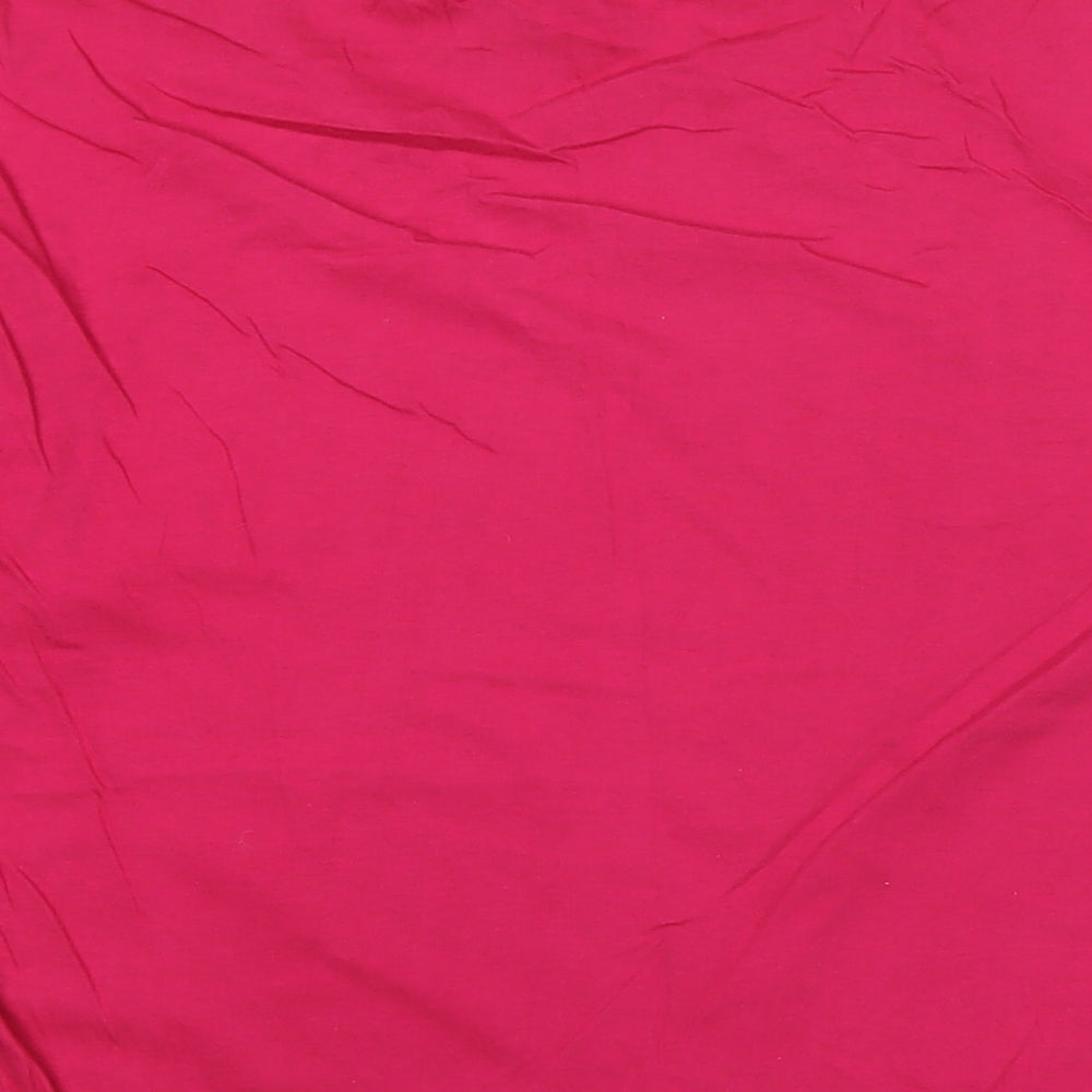 Collection Womens Pink Cotton Basic T-Shirt One Size Roll Neck