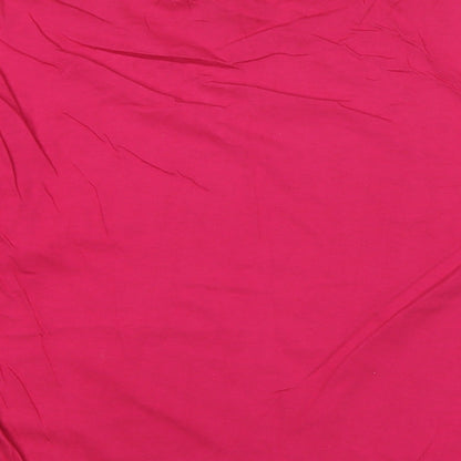 Collection Womens Pink Cotton Basic T-Shirt One Size Roll Neck