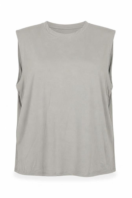 Madeline Womens Grey Viscose Basic Tank Size 18 Round Neck - Shoulder Pads