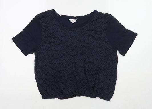 Womens UK Size 10 Cotton Traders Blue Basic T-Shirt