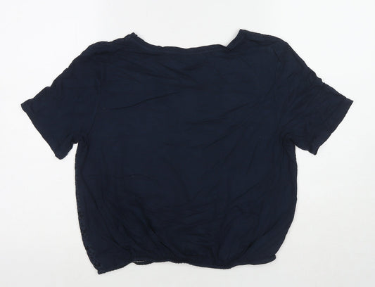 Womens UK Size 10 Cotton Traders Blue Basic T-Shirt
