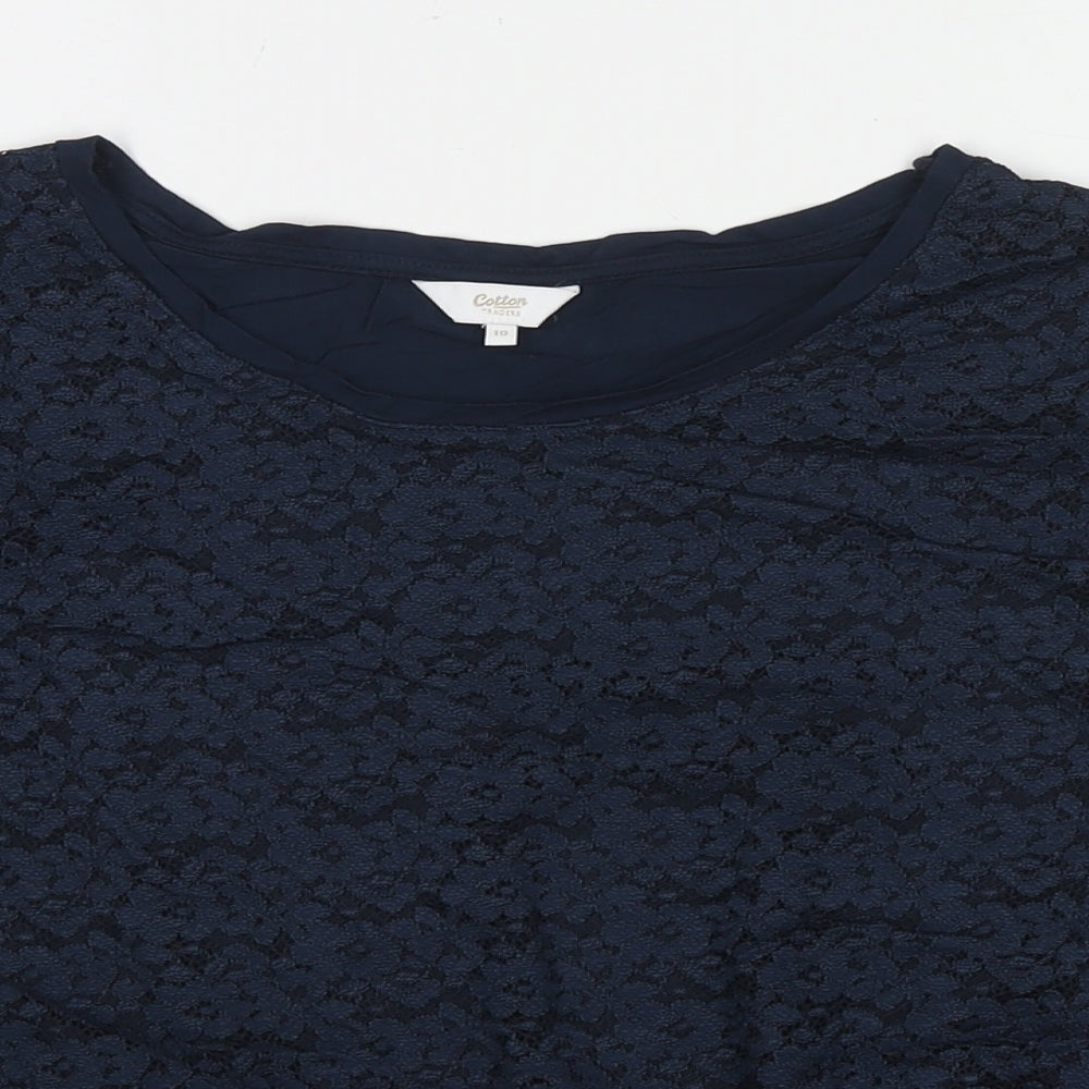 Womens UK Size 10 Cotton Traders Blue Basic T-Shirt