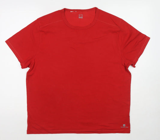 DECATHLON Womens Red Cotton Basic Blouse Size XL Roll Neck