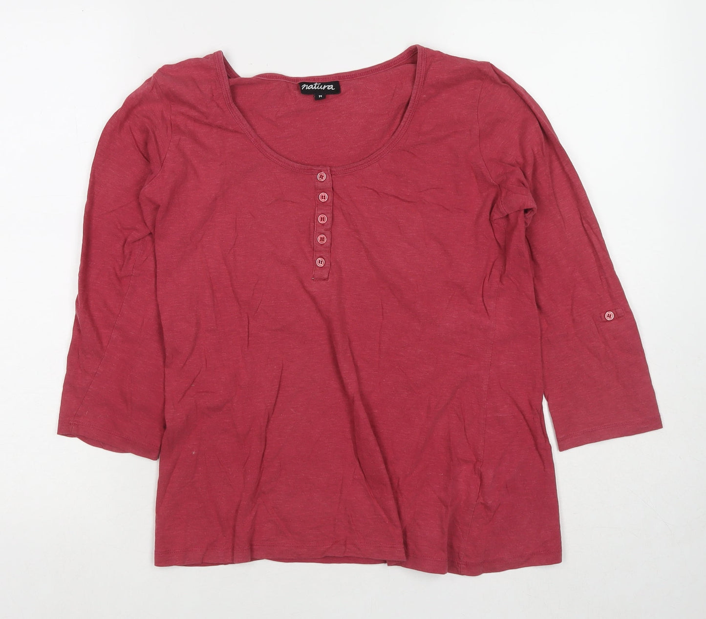 Womens UK Size M Natura Red Basic T-Shirt