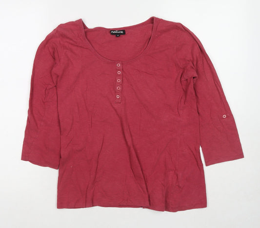 Womens UK Size M Natura Red Basic T-Shirt