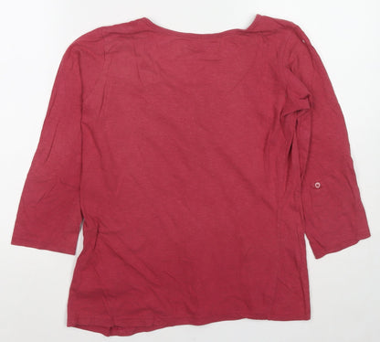 Womens UK Size M Natura Red Basic T-Shirt