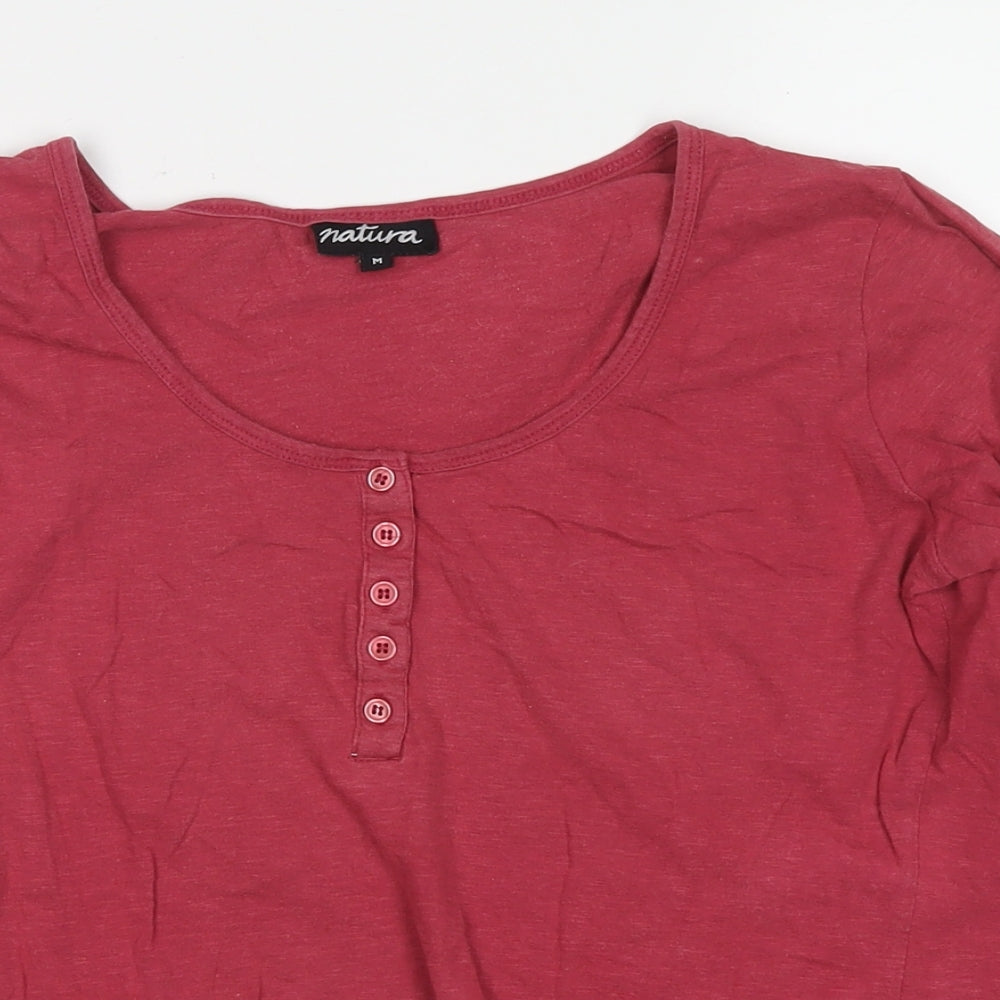 Womens UK Size M Natura Red Basic T-Shirt