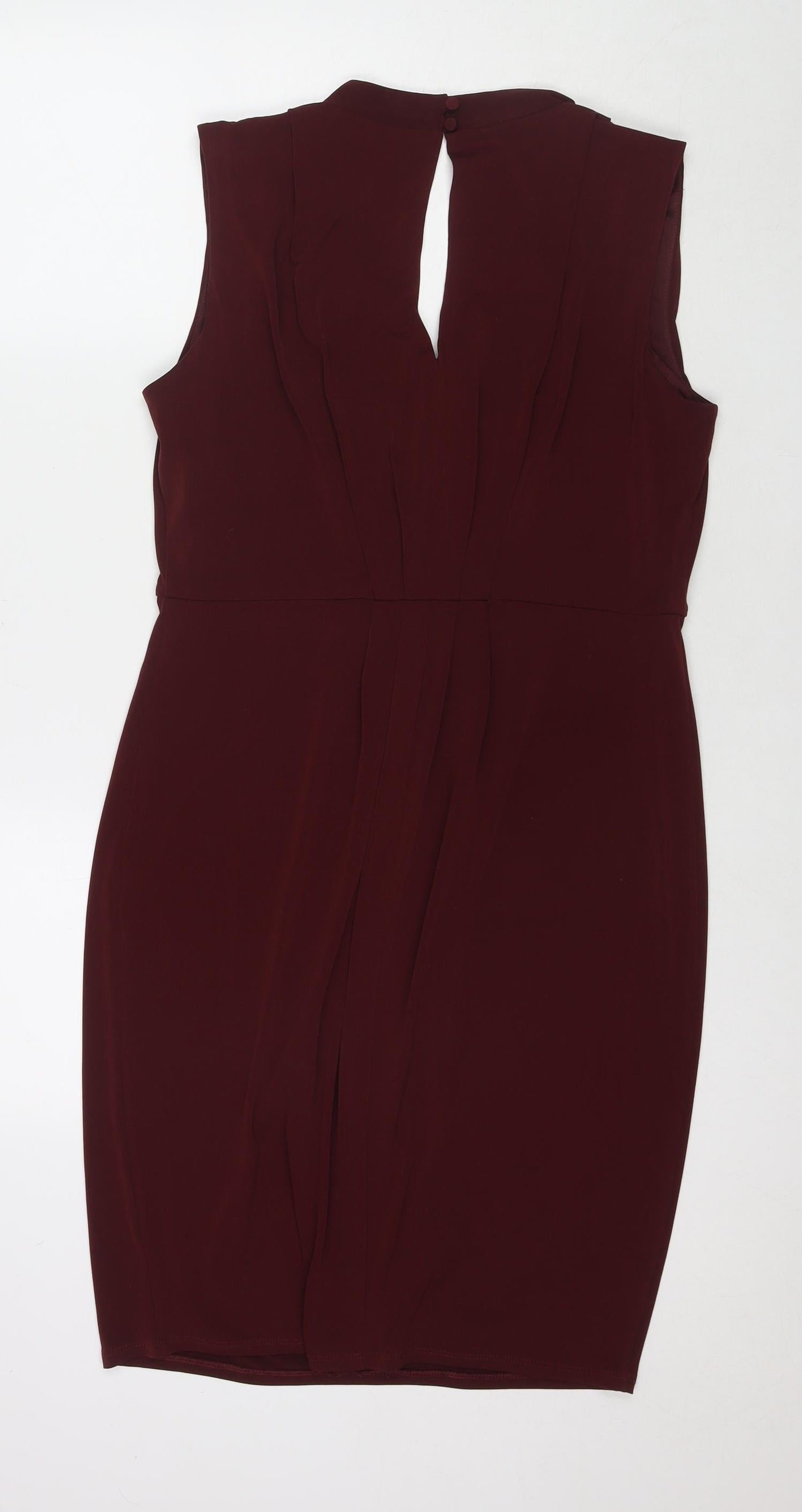 Marks and Spencer Womens Brown Polyester A-Line Size 14 V-Neck Pullover