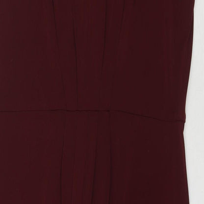 Marks and Spencer Womens Brown Polyester A-Line Size 14 V-Neck Pullover