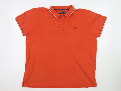 Easy Mens Orange Cotton Polo Size 2XL Collared Pullover