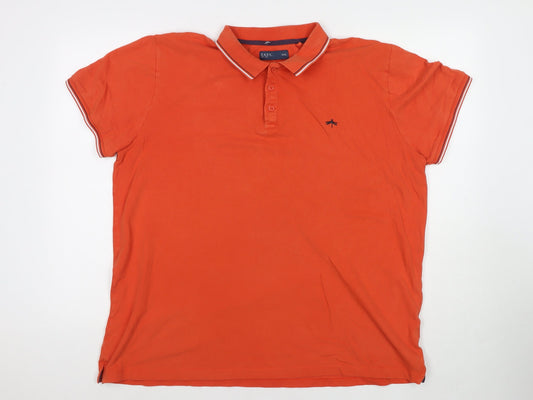 Easy Mens Orange Cotton Polo Size 2XL Collared Pullover
