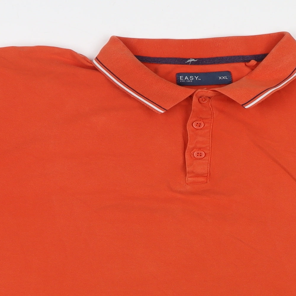Easy Mens Orange Cotton Polo Size 2XL Collared Pullover