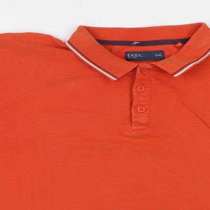 Easy Mens Orange Cotton Polo Size 2XL Collared Pullover