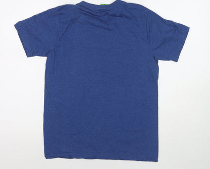Sportsclub Womens Blue Cotton Basic T-Shirt Size M Round Neck