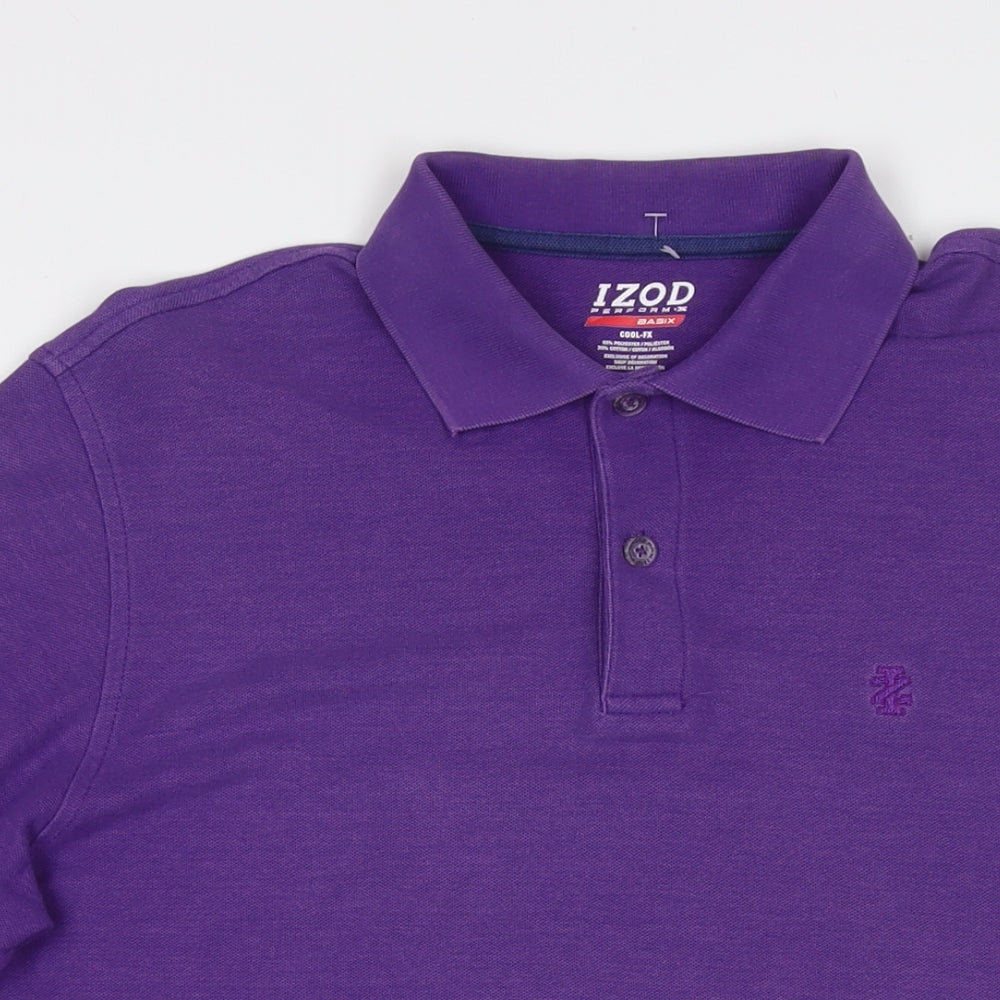 IZOD Mens Purple Polyester Polo Size M Collared Pullover