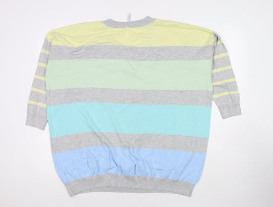 Capsule Womens Multicoloured V-Neck Striped Polyester Pullover Jumper One Size