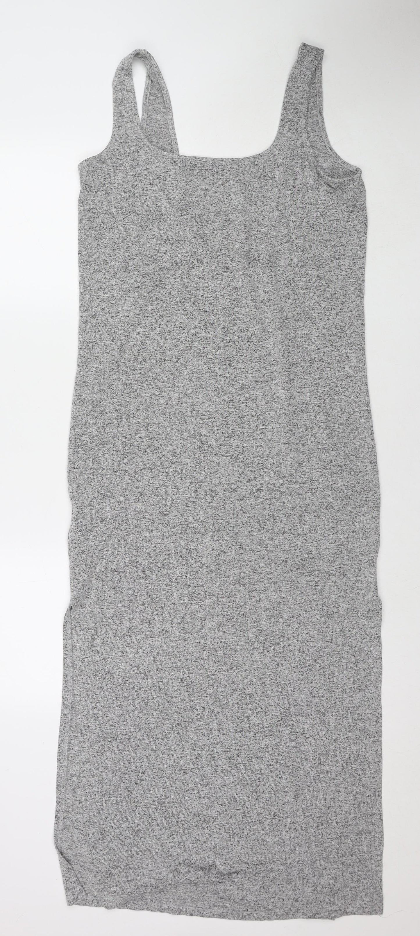 ASOS Womens Grey Viscose Tank Dress Size 10 Scoop Neck Pullover - Side Slit(s)