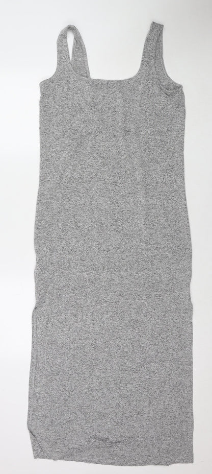 ASOS Womens Grey Viscose Tank Dress Size 10 Scoop Neck Pullover - Side Slit(s)