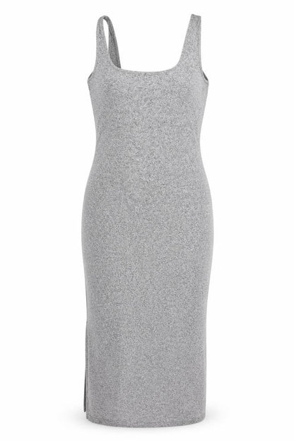 ASOS Womens Grey Viscose Tank Dress Size 10 Scoop Neck Pullover - Side Slit(s)