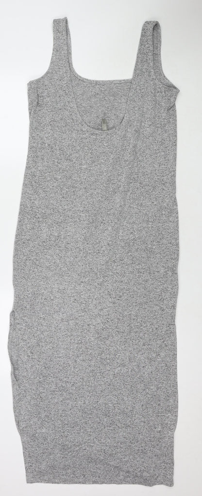 ASOS Womens Grey Viscose Tank Dress Size 10 Scoop Neck Pullover - Side Slit(s)