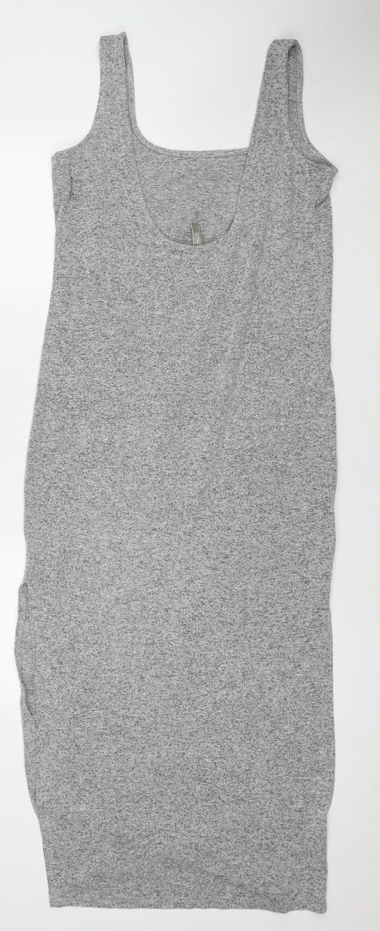 ASOS Womens Grey Viscose Tank Dress Size 10 Scoop Neck Pullover - Side Slit(s)