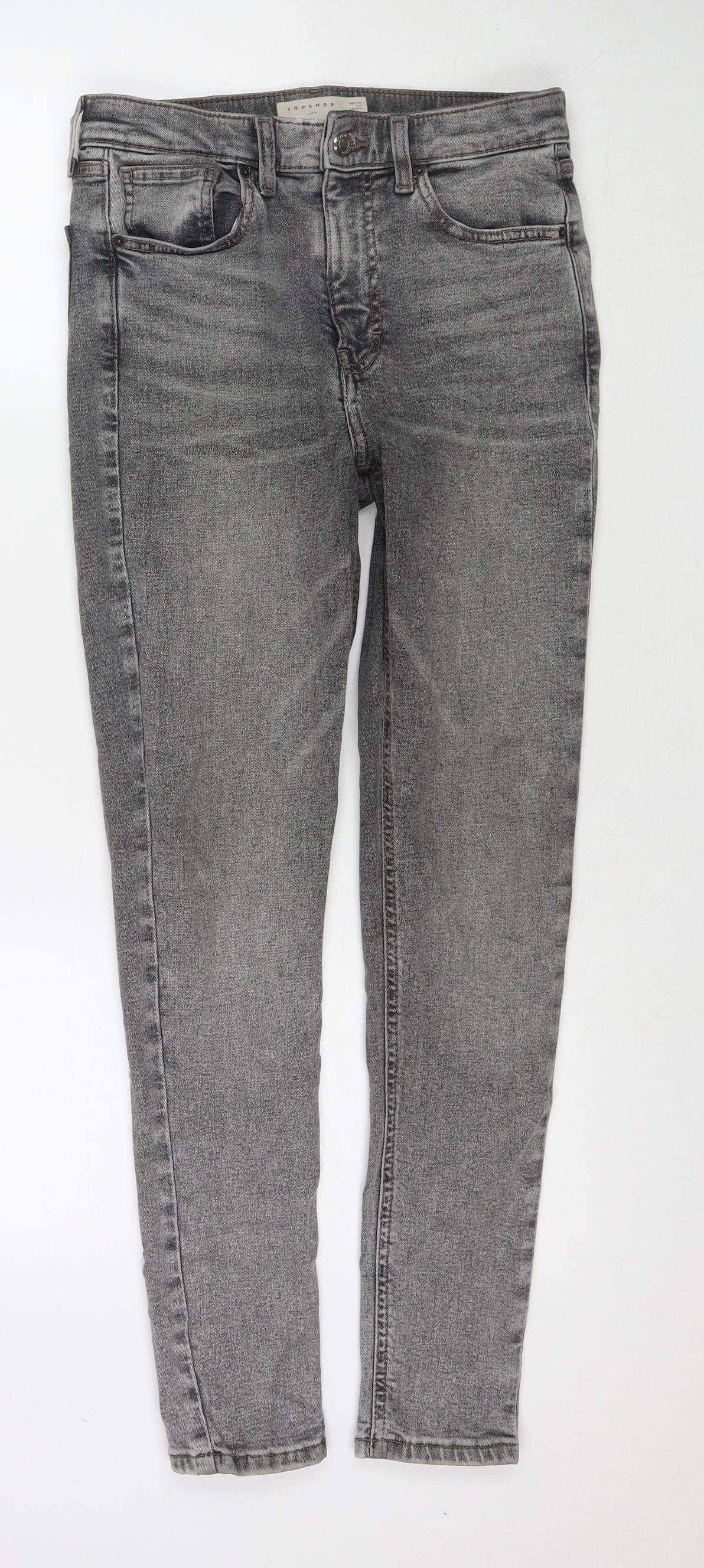 Topshop Womens Grey Cotton Skinny Jeans Size 28 L32 in Regular Zip