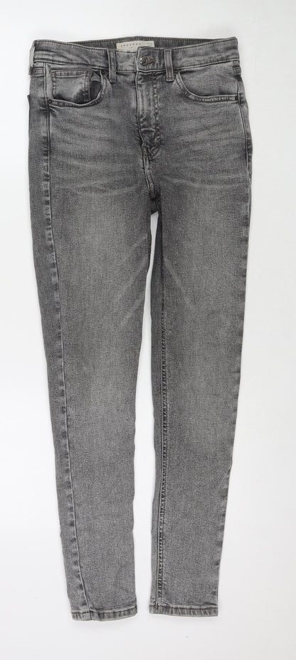 Topshop Womens Grey Cotton Skinny Jeans Size 28 L32 in Regular Zip
