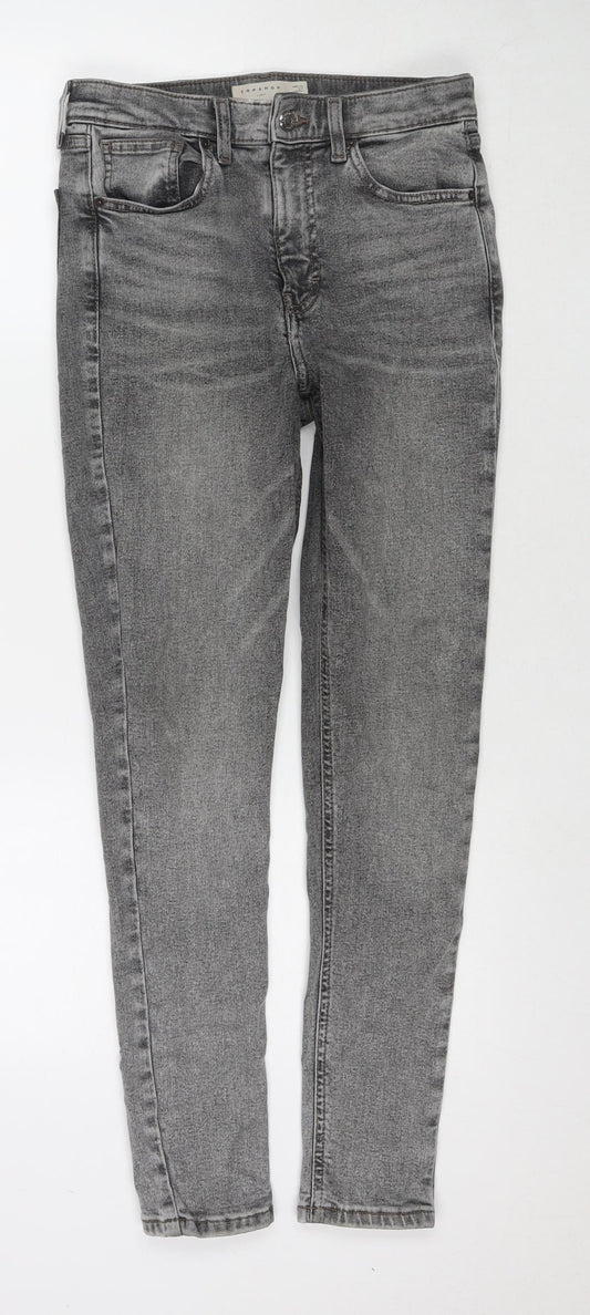 Topshop Womens Grey Cotton Skinny Jeans Size 28 L32 in Regular Zip