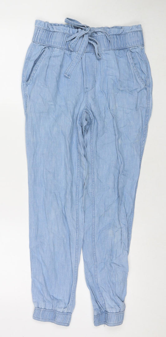 Hollister Womens Blue Cotton Tapered Jeans Size XS L26 in Regular Drawstring