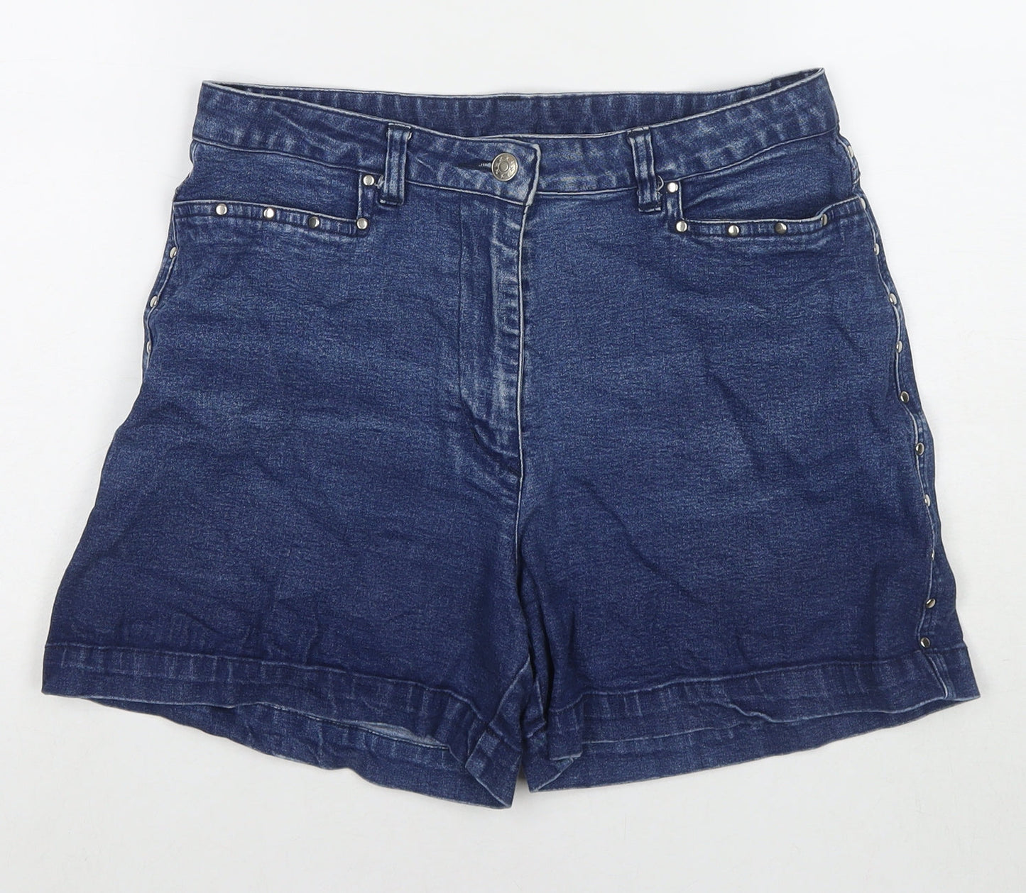 For Women Womens Blue Polyester Blend Hot Pants Shorts Size 30 in L5 in Regular Zip