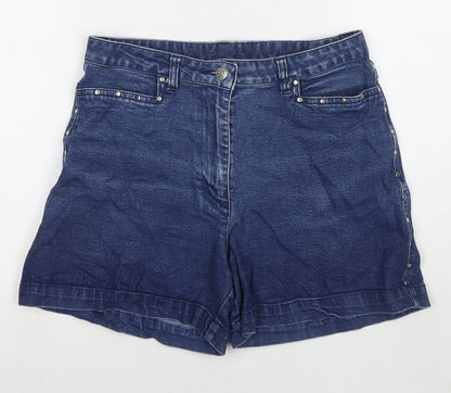 For Women Womens Blue Polyester Blend Hot Pants Shorts Size 30 in L5 in Regular Zip