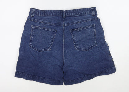 For Women Womens Blue Polyester Blend Hot Pants Shorts Size 30 in L5 in Regular Zip